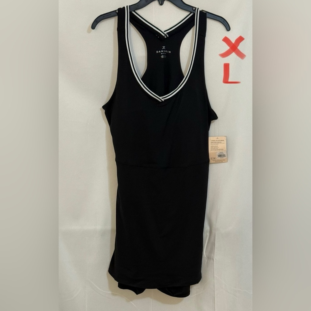 Danskin Black and White V-Neck Active Dress